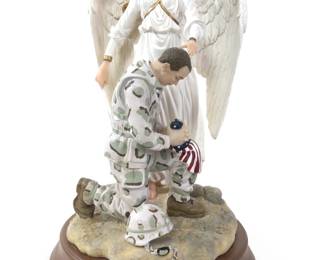 Magnificent Military Guardian Angel Musical Statue
