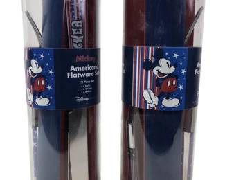 (2pc) Disney Store Mickey Americana Flatware Set
