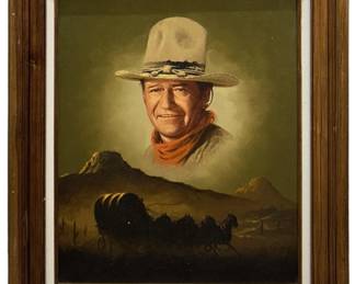 Peter Shinn Portait of John Wayne Oil on Canvas**
