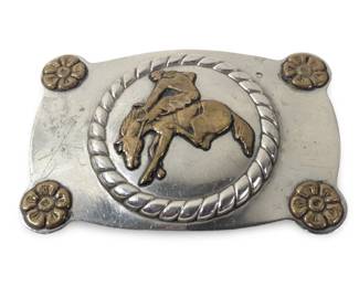 Frontier Buckles Nickel Silver Cowboy Belt Buckle

