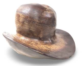 Exceptional Hand Carved Wood Cowboy Hat
