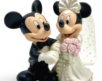 Porcelain Mickey & Minnie Wedding Cake Topper
