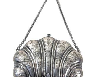 Victorian Clam Shaped Silver Coin Purse
