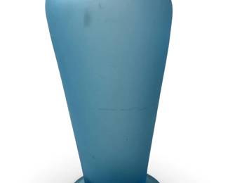 Vintage Satin Frosted Blue Art Glass Vase
