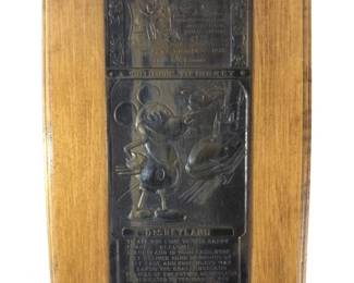 1955 Embossed Brass A Tribute To Disney Placard
