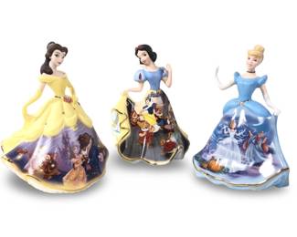 (3pc) Disney Bradford Exchange Porcelain Bells
