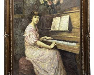 Large Antique Signed Portrait Oil on Canvas
