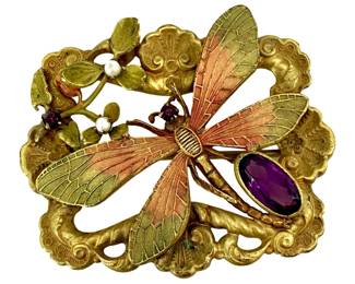 Antique Art Nouveau Dragonfly Brooch
