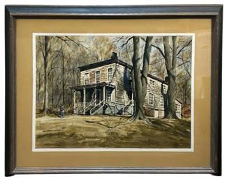Signed Kingham Watercolor Vintage Landscape
