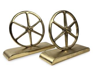 Virginia Metal Crafters Brass Wagon Wheel Bookends
