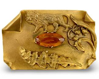Antique Art Nouveau Lion Brooch
