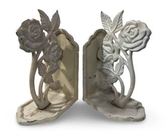 Captivating Cast Iron Rose Bookends
