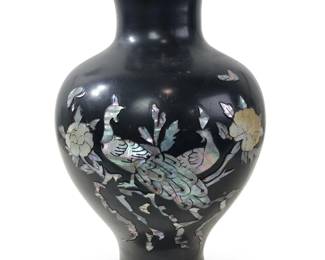 Brass & Black Mother Of Pearl Inlay Vase
