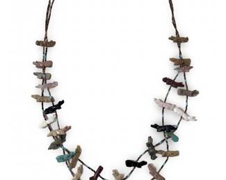 Native American Dual Strand Heishi Animal Necklace
