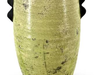 Signed AG Contemporary Modern Raku Pottery Vase

