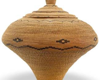 Large Hand Woven Lidded Basket
