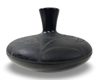 Vintage Signed GG Garrett Black Pottery Bud Vase
