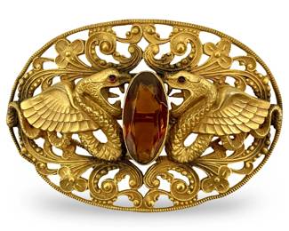 Art Deco Winged Serpents Brooch

