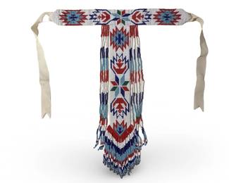 Native American Beaded Blanket Strip Belt
