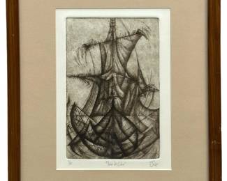 Vintage Signed “Barcelona de Cobre" Etching
