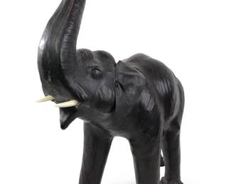 Exceptional Large Leather Wrapped Elephant
