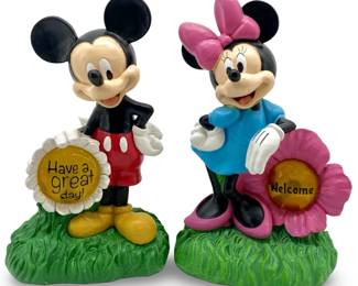 Mickey & Minnie Welcoming Solar Garden Sculptures
