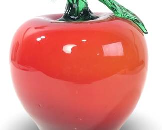 Marvelous Murano Style Hand Blown Art Glass Apple
