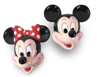 (2pc) Ceramic Disney Mickey/Minnie Head Figures
