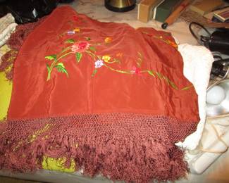 Vintage/antique silk piano shawl