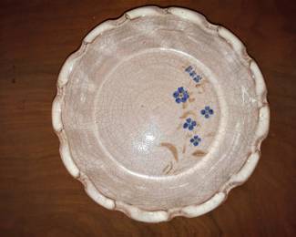 M L Owens fluted pottery plate 