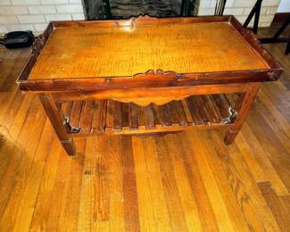 Handmade cedar tilt top table 