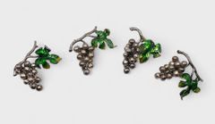 800 Silver Enamel Grape Ornaments 