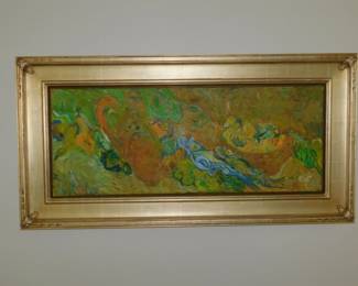 Wolf Kahn  Oil On Canvas  Early Still Life Fish & Peppers 1951   15 3/4 x 40 1/4"