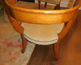Klismos Chair In Oak With Suede Seat Back Side