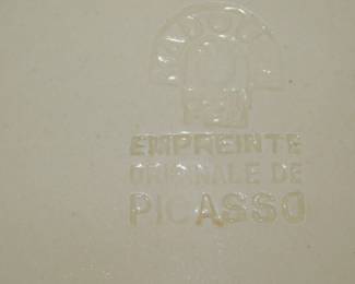 Picasso Profil De Jacqueline Stamped Empriente Originale De Picasso White Earthenware Glaze Back Of Plate