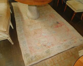 Antique Hand Knotted Rug From The Village Of Oushak In Turkey 5'5" x 9'7"