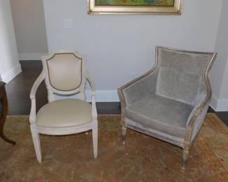 Dessin Fournier Louis XV Arm Chair Is Sold- Chair On Right Is Gregorius Pineo Louis XVI Bergere Chair