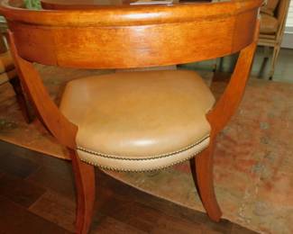 Klismos Chair In Oak With Leather Seat Back Side