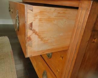 Antique Swedish 3 Drawer Marquetry Chest Dove Tail