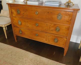 Antique Swedish 3 Drawer Marquetry Chest