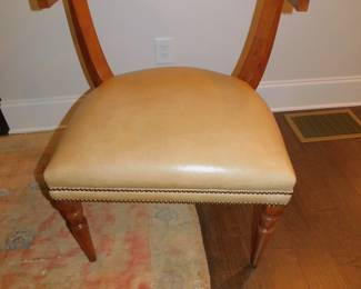 Klismos Chair In Oak With Leather Seat
