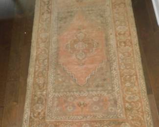 Antique Hand Knotted Rug From The Village Of Oushak In Turkey3'5" x 5'7"