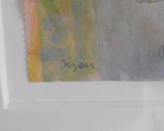 Signed Adrian Ryan Title "Paris" 1981 Watercolor & Graphite On Paper 11" x 8"  Framed Size  21.5" x  18.5"