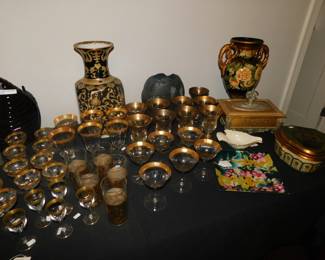 Italian Medici 24Kt Gold Water Goblets Retired, Fine Decorator Items