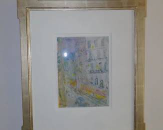 Signed Adrian Ryan Title "Paris" 1981 Watercolor & Graphite On Paper 11" x 8"  Framed Size  21.5" x  18.5"