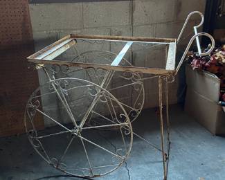 Antique iron flower cart