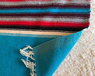 Vintage Native American Handwoven Wool Chimayo Eye Dazzler Throw Rug; New Mexico; 81" x 48"
