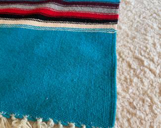 Vintage Native American Handwoven Wool Chimayo Eye Dazzler Throw Rug; New Mexico; 81" x 48"