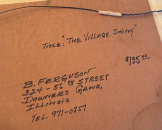 'The Village Smithy', Framed Art by B. Ferguson, 1950s