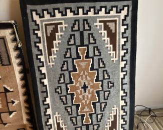 Vintage Two Grey Hills Navajo Handwoven Sheep's Wool Rug; 51"x31"